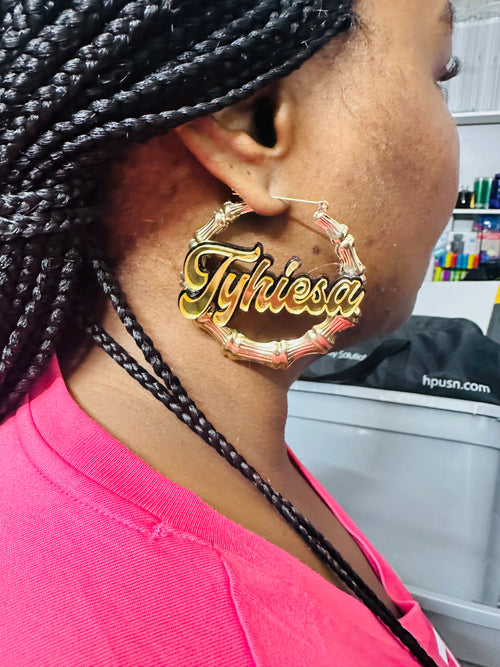Bamboo name earring