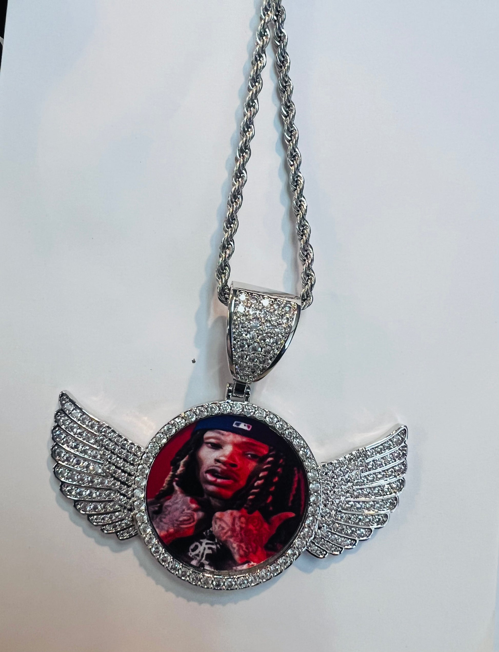 Custom picture necklace 2025 with angel wings