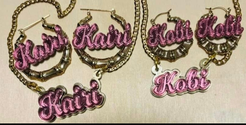 Bamboo name earring