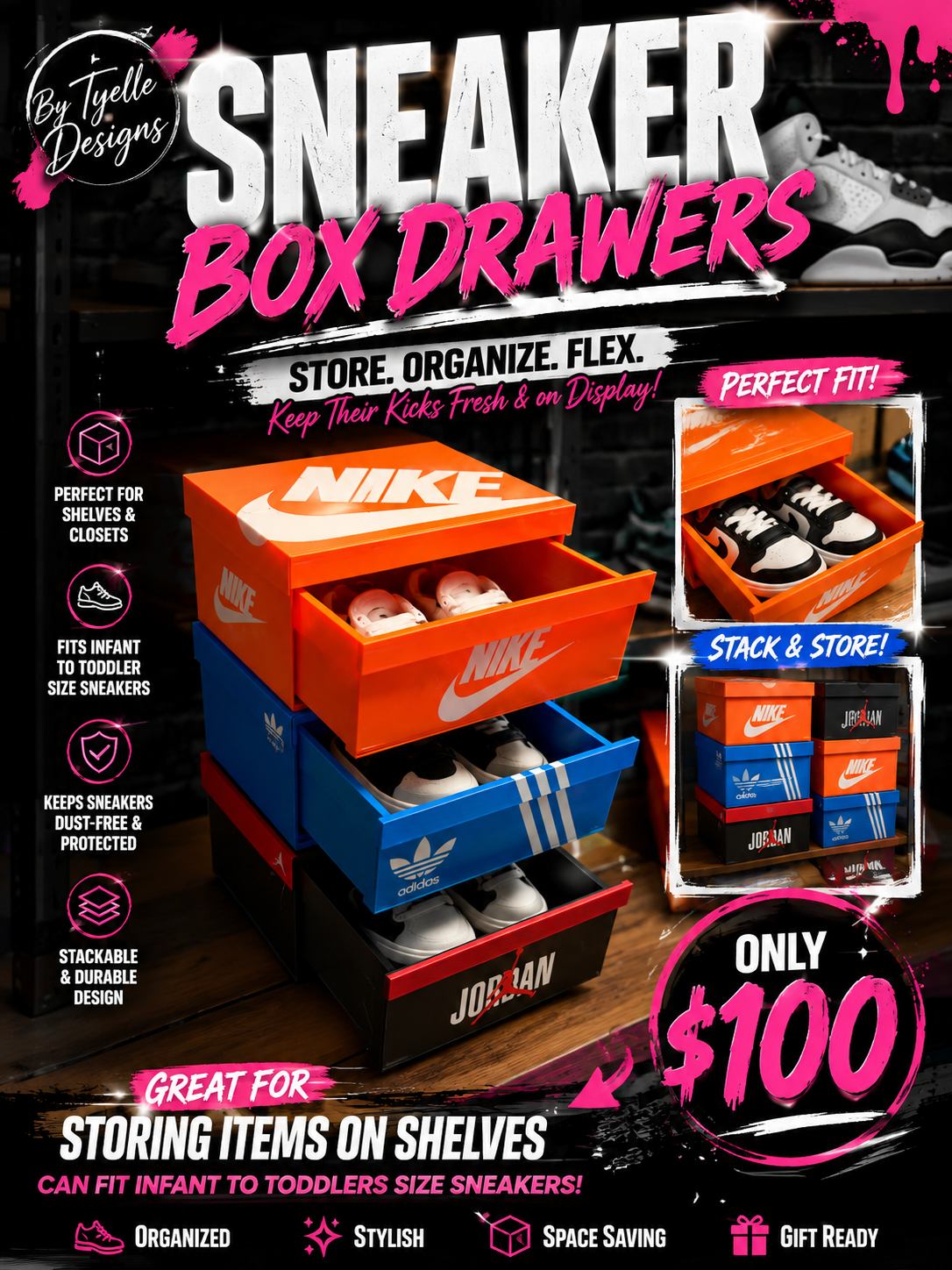 Toddler sneaker box drawer