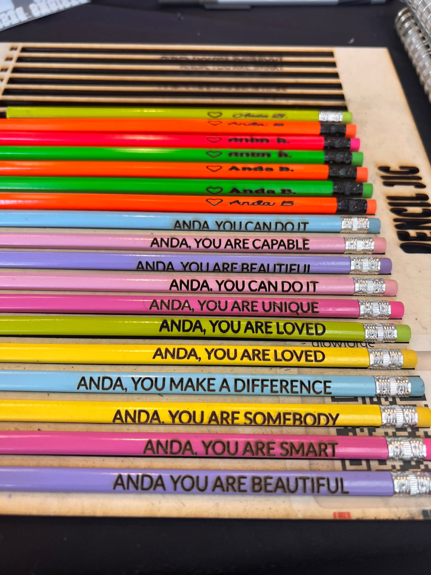 Customized affirmation pencils