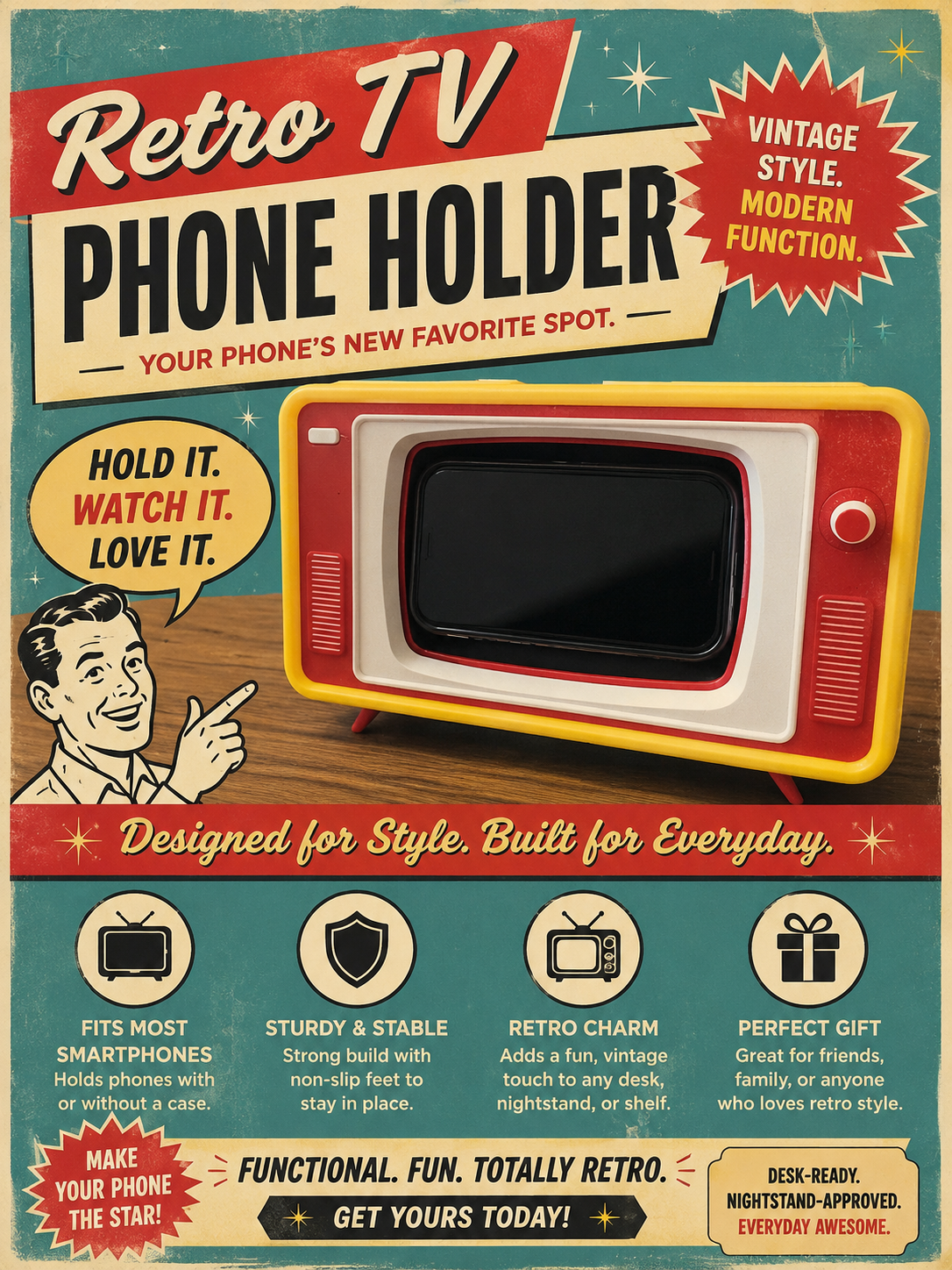 Retro TV Phone Holder