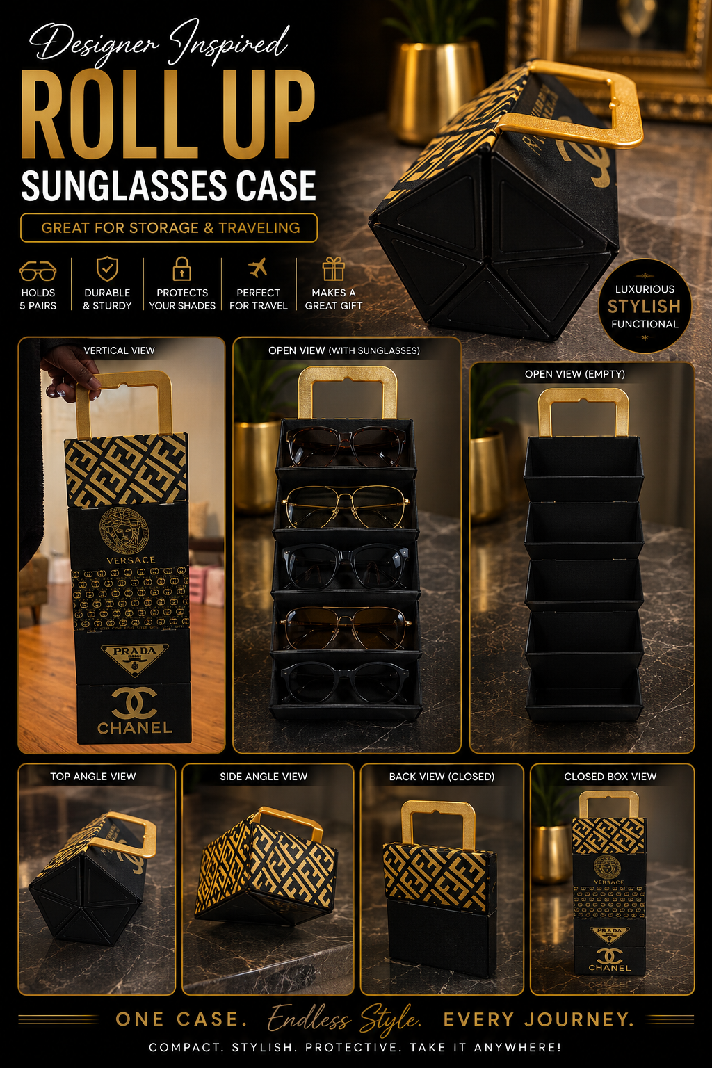 Designer Inspired Rollup sunglass case