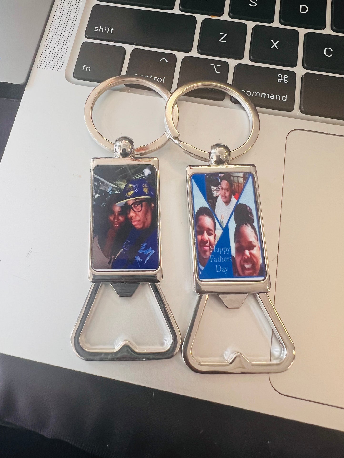 Photo bottle opener keychains